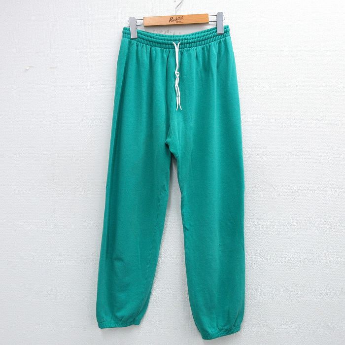 乐天商城 - 【中古】古着 ヘインズ スウェット パンツ メンズ 80年代 80s 無地 USA製 青緑 26jan31