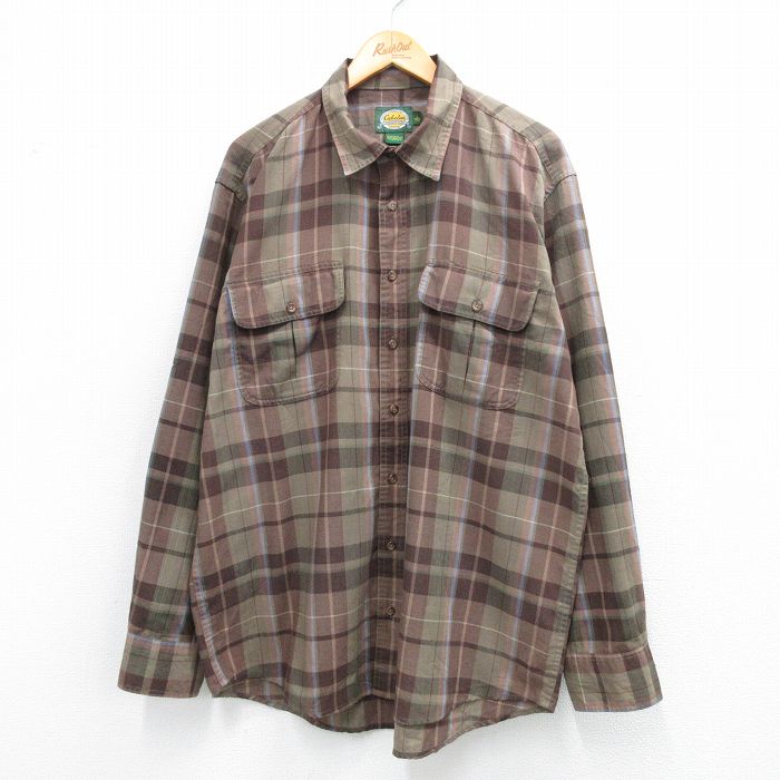 樂天商城 - 【中古】古着 カベラス 長袖 シャツ メンズ 00年代 00s ヒジ当て 大きいサイズ ロング丈 茶他 チェック【spe】 26jan31