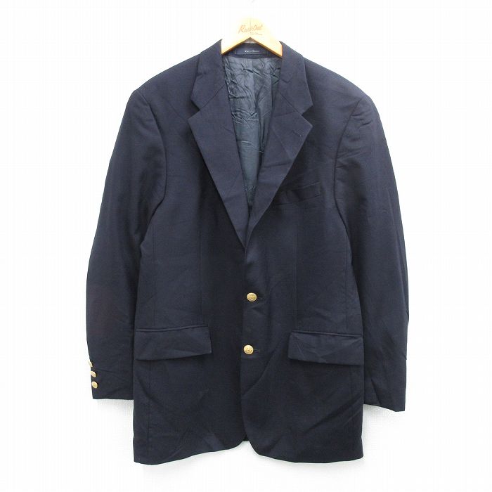 乐天商城 - 【中古】古着 ラルフローレン チャップス 長袖 ブランド テーラード ジャケット ブレザー メンズ 90年代 90s ロング丈 ウール カナダ製 紺26feb03
