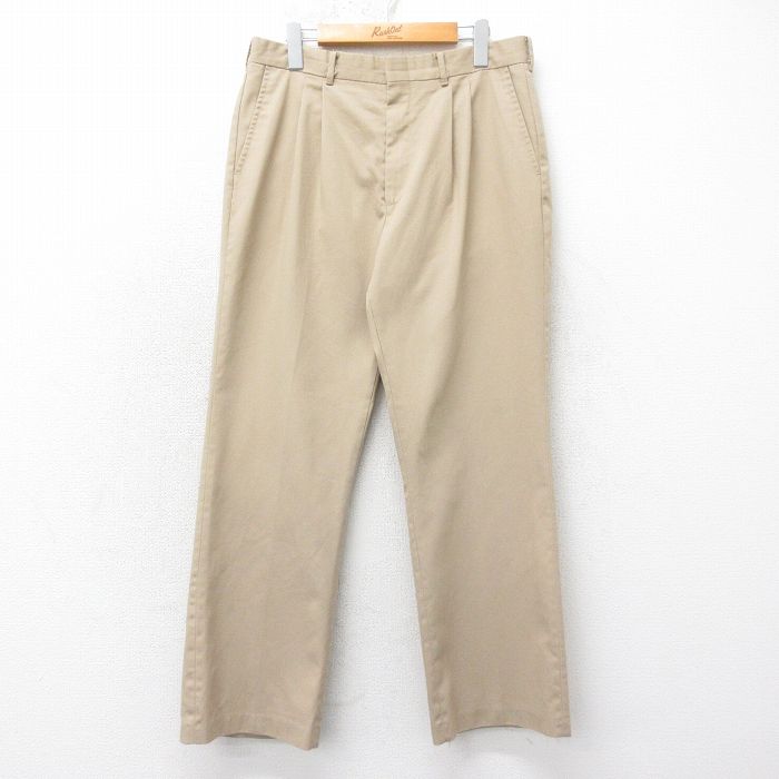 Rakuten - 【中古】古着 80s USA製 ベージュパンツ メンズ W34 ワーク カジュアルパンツ ストレート アメカジ ヴィンテージ タロン 26feb03