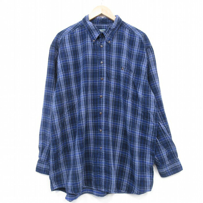 Rakuten - 【中古】古着 ウールリッチ 00s フランネル 長袖シャツ メンズ 大きいサイズ ロング丈 青 チェック コットン ビッグシルエット アメカジ ストリート カジュアル 26feb07