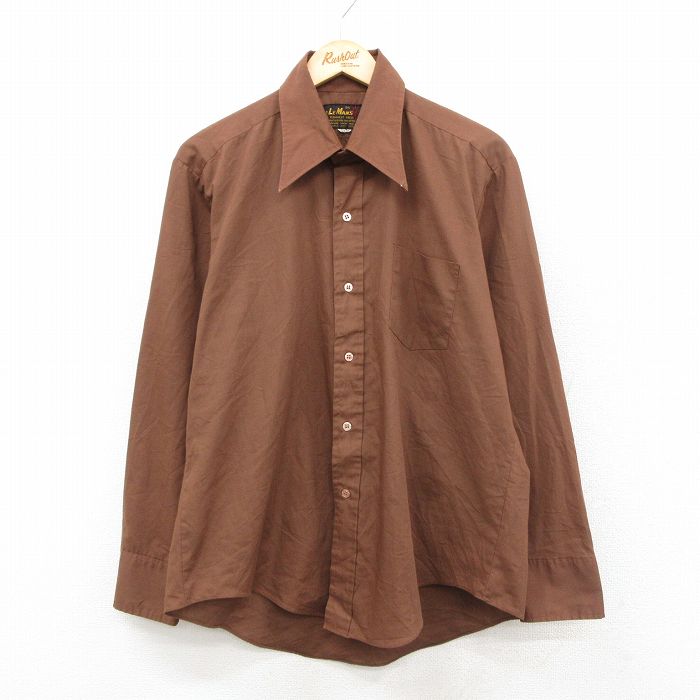 樂天商城 - 【中古】古着 長袖 シャツ メンズ 70年代 70s 茶 26feb06