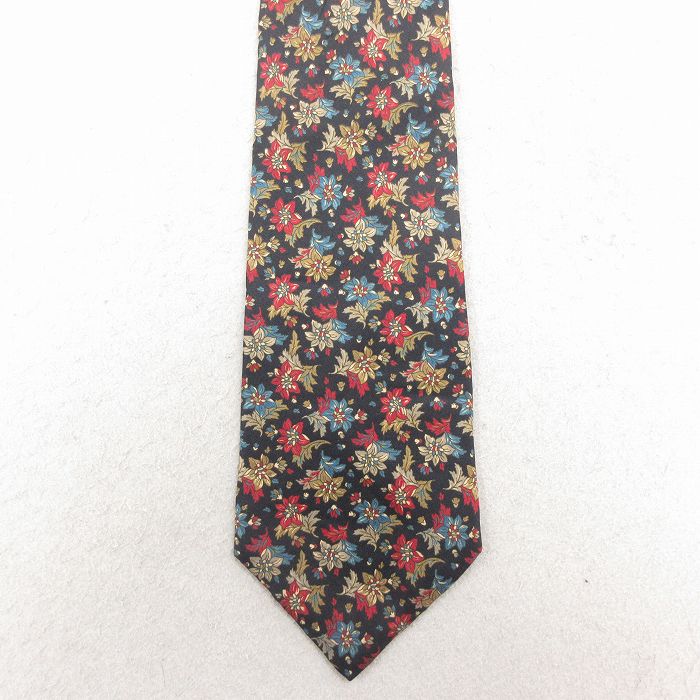 Other - 中古 マンハッタン ネクタイ 90年代 90s 花柄 シルク USA製 黒 26feb12