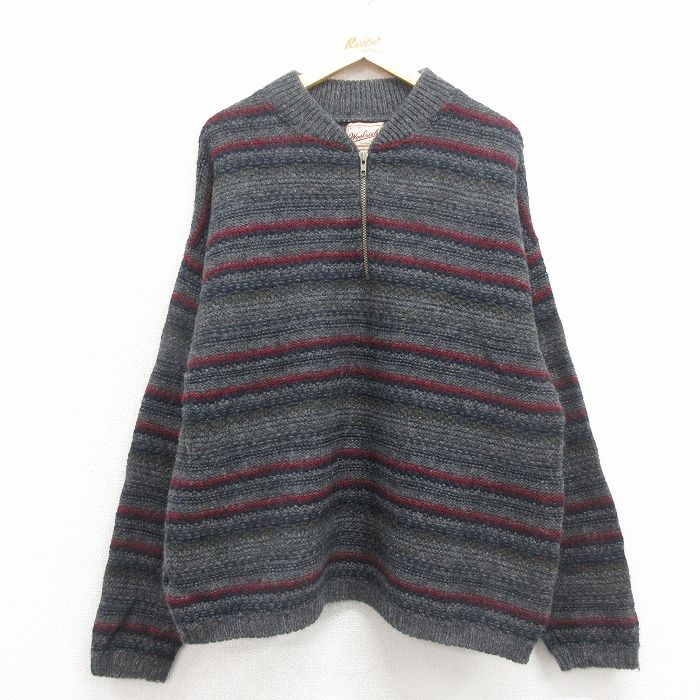 Rakuten - 【中古】古着 ウールリッチ 90s 長袖ハーフジップセーター メンズ USA製 濃グレー 霜降り ニット セーター ヴィンテージ アメカジ ストリート カジュアル きれいめ 26feb12 2OF