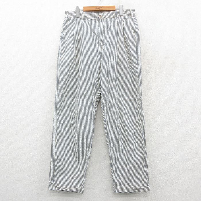 乐天商城 - 【中古】古着 JOS A BANK パンツ メンズ 90年代 90s シアサッカー コットン USA製 白他 ストライプ 26feb14