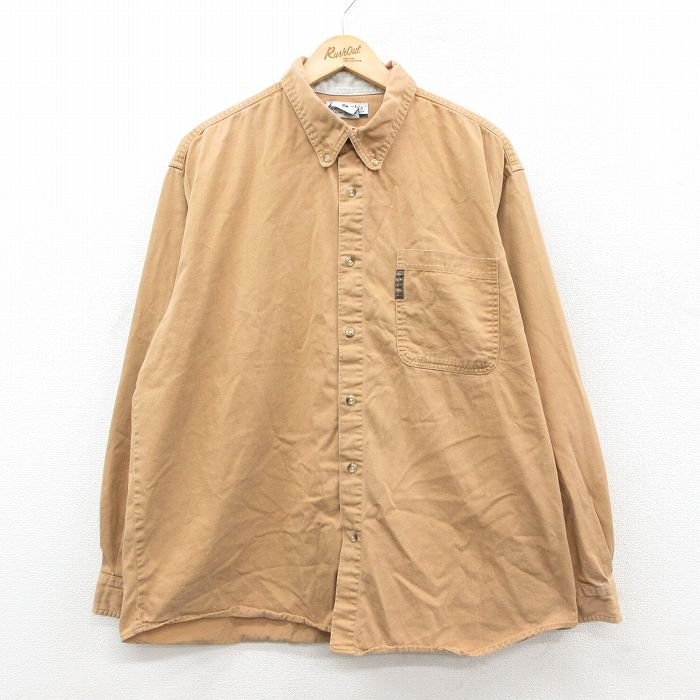 乐天商城 - 【中古】古着 コロンビア 長袖 ブランド シャツ メンズ 00年代 00s 大きいサイズ コットン ボタンダウン 茶 26feb14