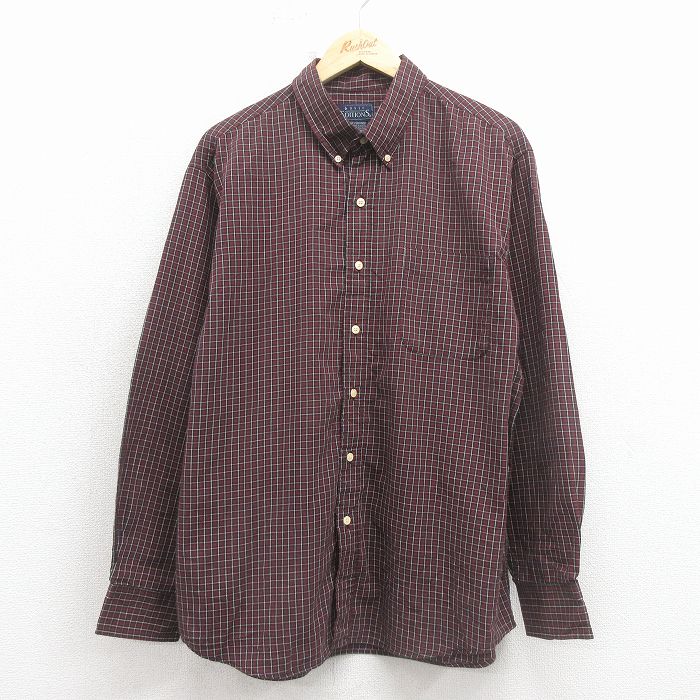 Rakuten - 【中古】古着 ベーシックエディションズ 90s 長袖シャツ メンズ 90年代 エンジ チェック ボタンダウン アメカジ ストリート カジュアル きれいめ ヴィンテージ 26feb14