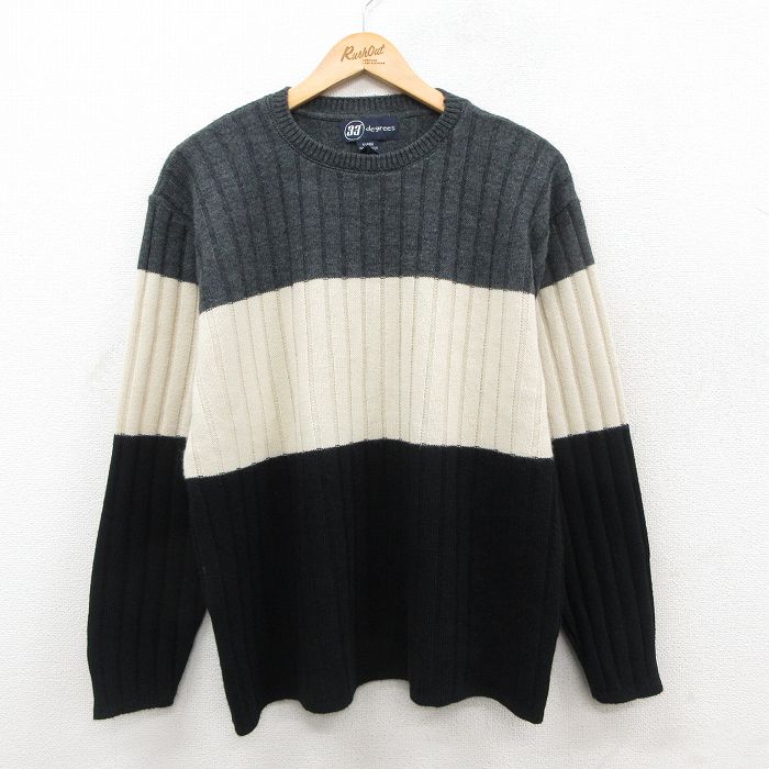 乐天商城 - 【中古】古着 長袖 セーター メンズ 90年代 90s アクリル クルーネック USA製 黒他 26feb16