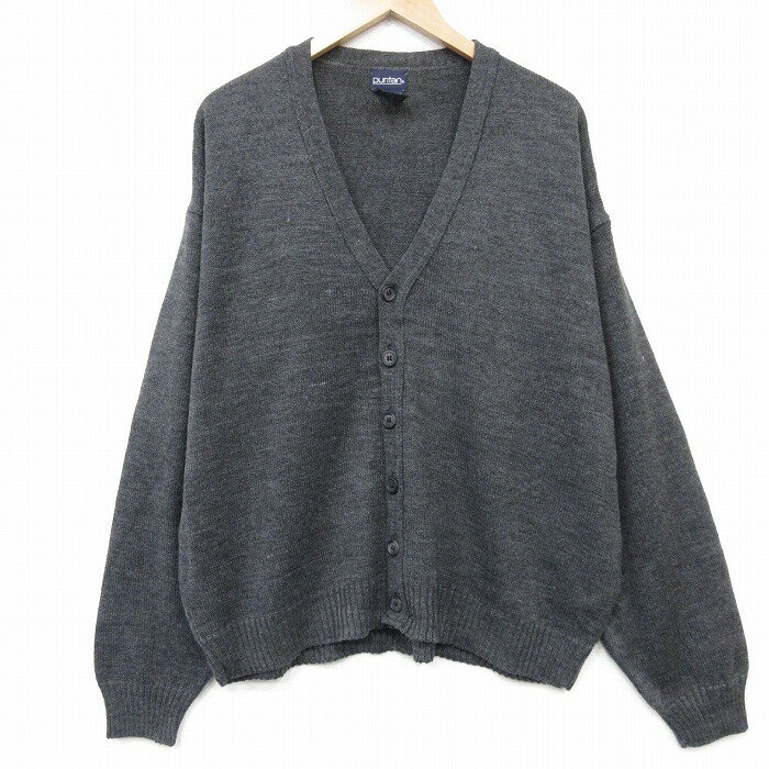乐天商城 - 【中古】古着 ピューリタン 長袖 ニット カーディガン メンズ 00年代 00s 無地 大きいサイズ アクリル 濃グレー 26feb16