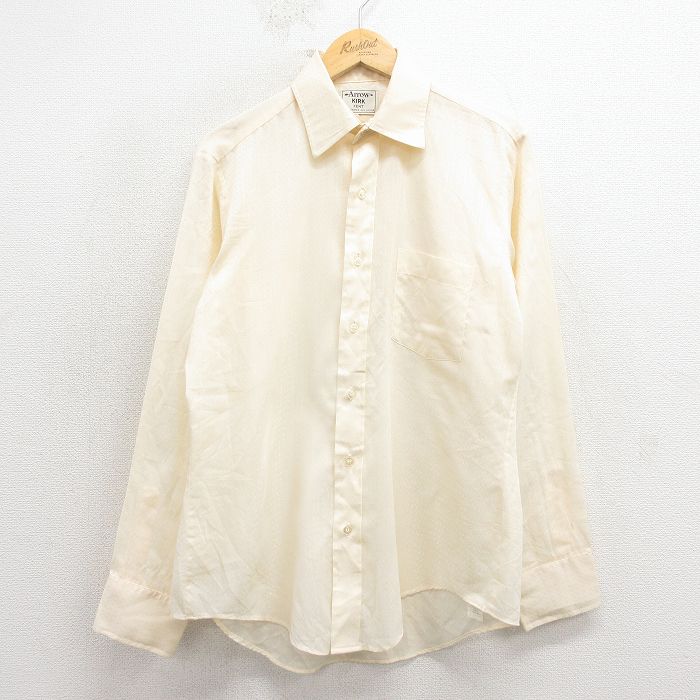 【中古】古着 アロー 80s 長袖シャツ メンズ Lサイズ 薄ベージュ カジュアルシャツ アメカジ ヴィンテージ トップス 80年代 26feb18 2OF