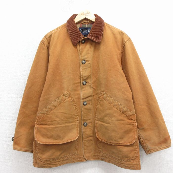 乐天商城 - 【中古】古着 ランズエンド 長袖 ハンティング ジャケット メンズ 00年代 00s ダック地 コットン 茶【spe】 26feb27