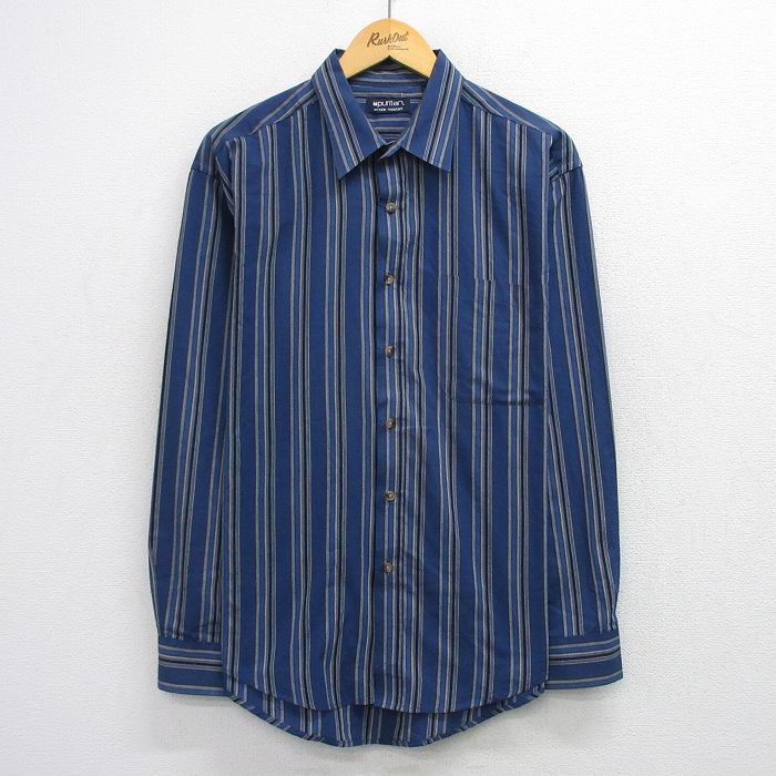 樂天商城 - 【中古】古着 ピューリタン 長袖 シャツ メンズ 00年代 00s 紺他 ストライプ 26feb27