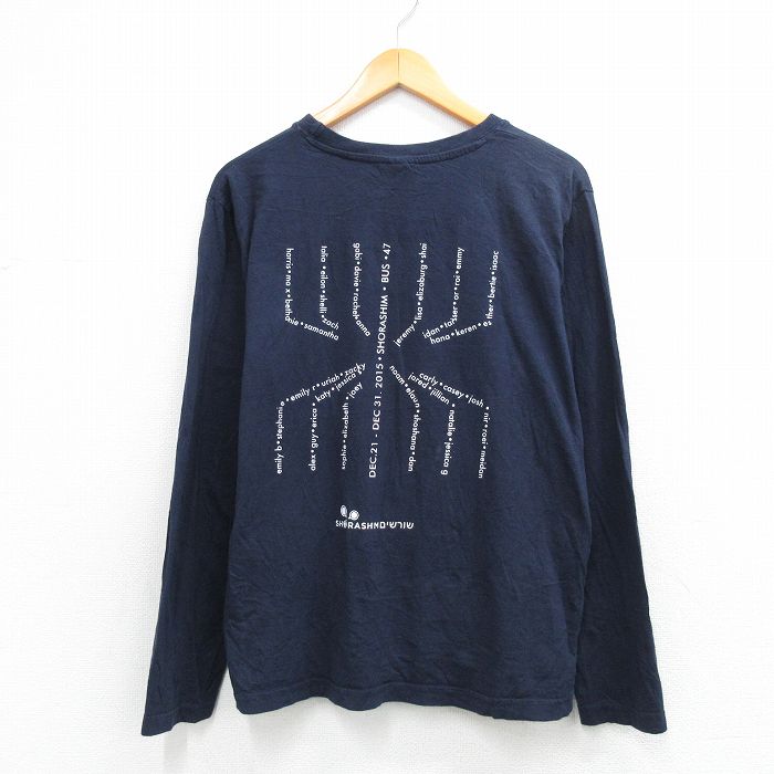 Rakuten - 【中古】古着 長袖Tシャツ メンズ SHORASHIM TAGLIT Lサイズ コットン クルーネック 紺 アメカジ ストリート カジュアル きれいめ ヴィンテージ 26feb28