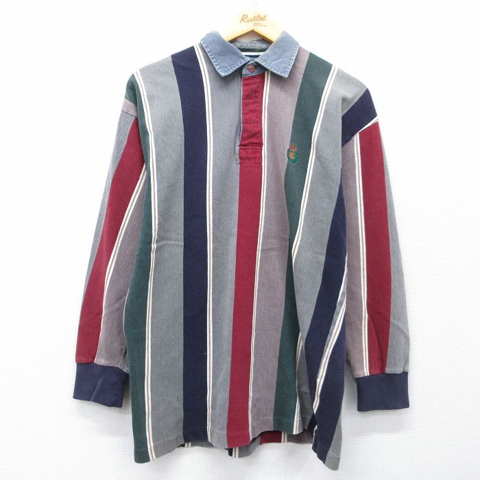 【中古】古着 ラルフローレン チャップス 90s ラガーシャツ メンズ 長袖 グレー ス...