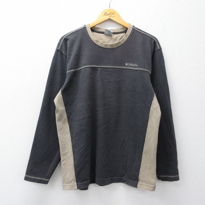 乐天商城 - 【中古】古着 コロンビア 長袖 ビンテージ Tシャツ メンズ 00年代 00s ワンポイントロゴ コットン クルーネック 濃グレー他 26mar02