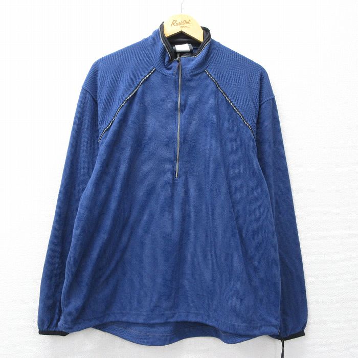 樂天商城 - 【中古】古着 長袖 ハーフジップ トップス メンズ 90年代 90s Peak RUN USA製 紺他 26mar05