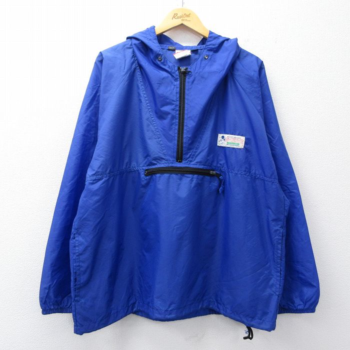 樂天商城 - 【中古】古着 長袖 ハーフジップ ナイロン ジャケット アノラック パーカー メンズ 90年代 90s ディズニー ミッキー ラグラン 紺【spe】 26mar06
