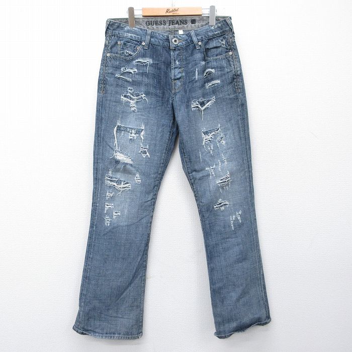樂天商城 - 【中古】古着 ゲス GUESS ジーンズ メンズ コットン 紺 デニム ダメージ加工 26mar07