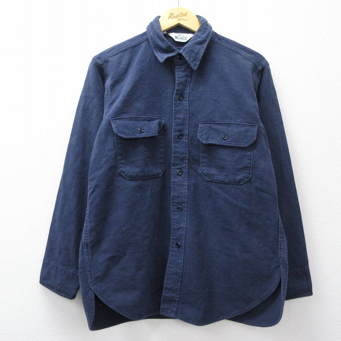 乐天商城 - 【中古】古着 ウールリッチ 長袖 ヘビー フランネル シャツ メンズ 80年代 80s コットン USA製 紺 26mar07
