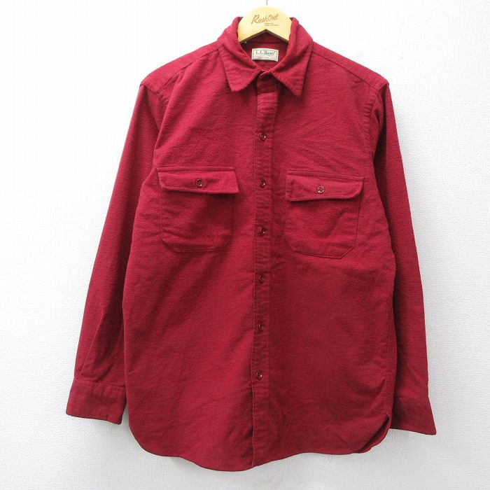 Rakuten - 【中古】古着 80s エルエルビーン 長袖 フランネル シャツ メンズ エンジ コットン USA製 ヘビーウェイト アメカジ ストリート カジュアル きれいめ ヴィンテージ 26mar07 2OF
