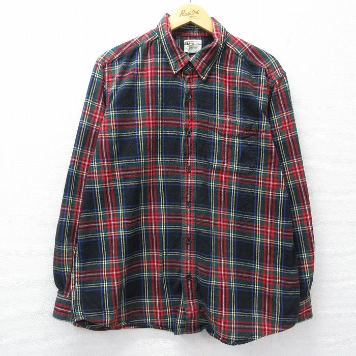 樂天商城 - 【中古】古着 エルエルビーン 長袖 フランネル シャツ メンズ 00年代 00s コットン ボタンダウン 緑他 タータン チェック 26mar07