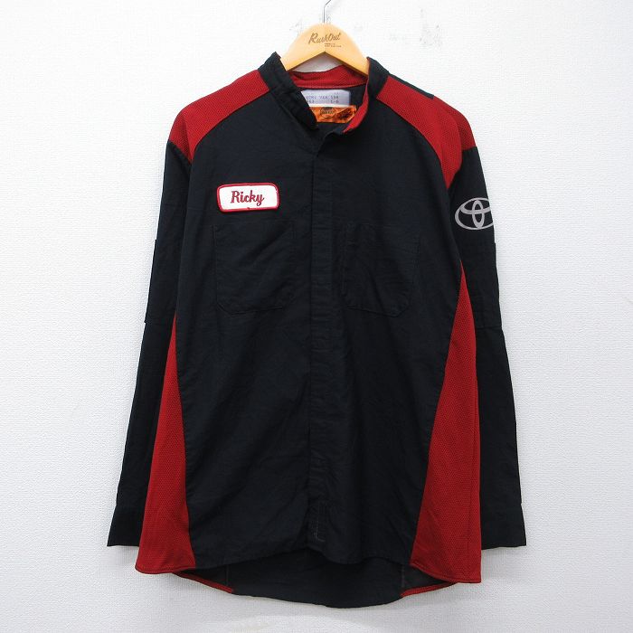 樂天商城 - 【中古】古着 レッドキャップ 長袖 ワーク シャツ メンズ 00年代 00s トヨタ ツートンカラー ノーカラー 黒他【spe】 26mar07