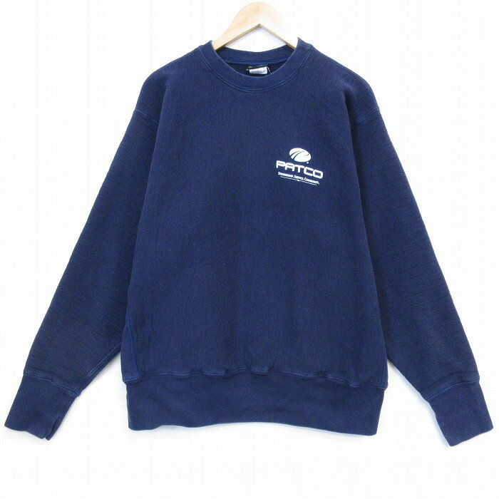 Sweat - 【中古】古着 キャンバー 90s 長袖 スウェット トレーナー メンズ 紺 PATCO USA製 クルーネック 大きいサイズ ビッグシルエット アメカジ ストリート カジュアル【spe】 26mar07