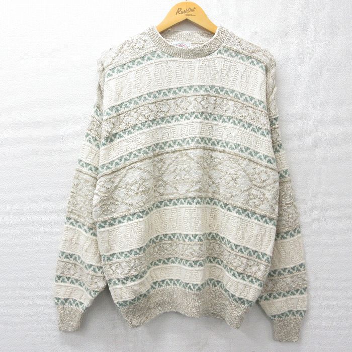 Rakuten - 【中古】古着 90s 90年代 長袖セーター メンズ クルーネック USA製 薄ベージュ ニット アメカジ ストリート カジュアル きれいめ ヴィンテージ レトロ オールド 26mar11