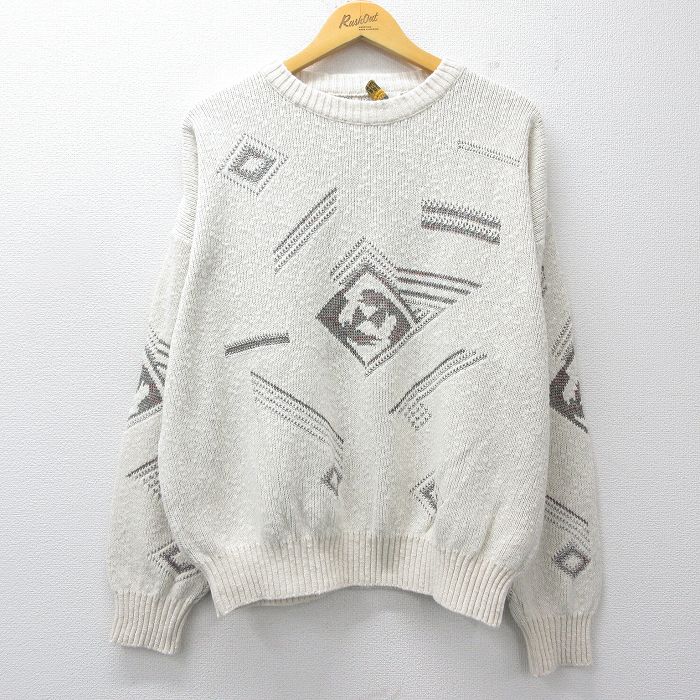 樂天商城 - 【中古】古着 ロンドンフォグ 長袖 セーター メンズ 90年代 90s クルーネック USA製 白他 26mar11