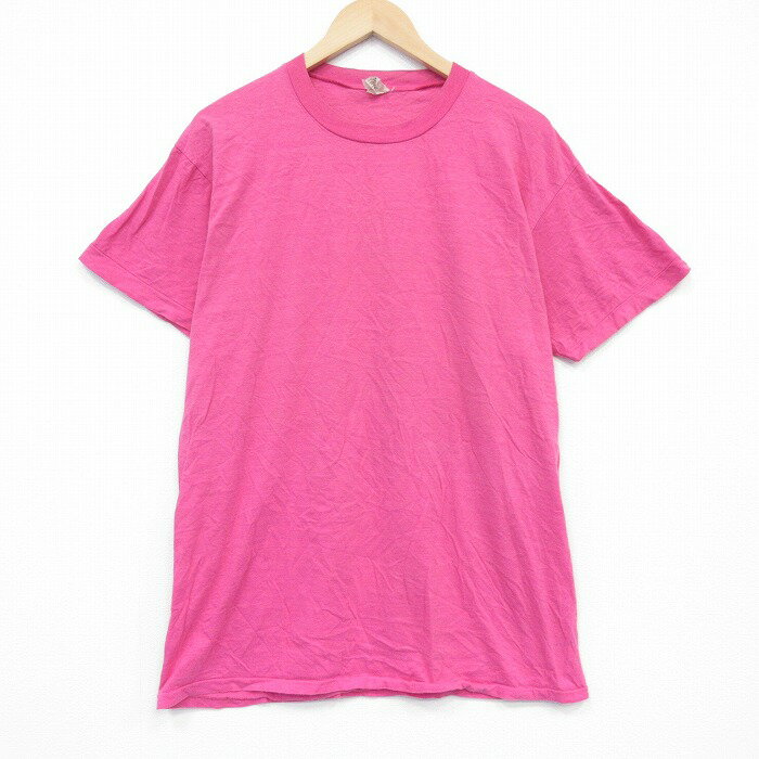 Rakuten - 【中古】古着 80s 半袖Tシャツ メンズ 80年代 ヴィンテージ 無地 濃ピンク コットン クルーネック アメカジ ストリート カジュアル きれいめ ヴィンテージ レトロ 26mar11