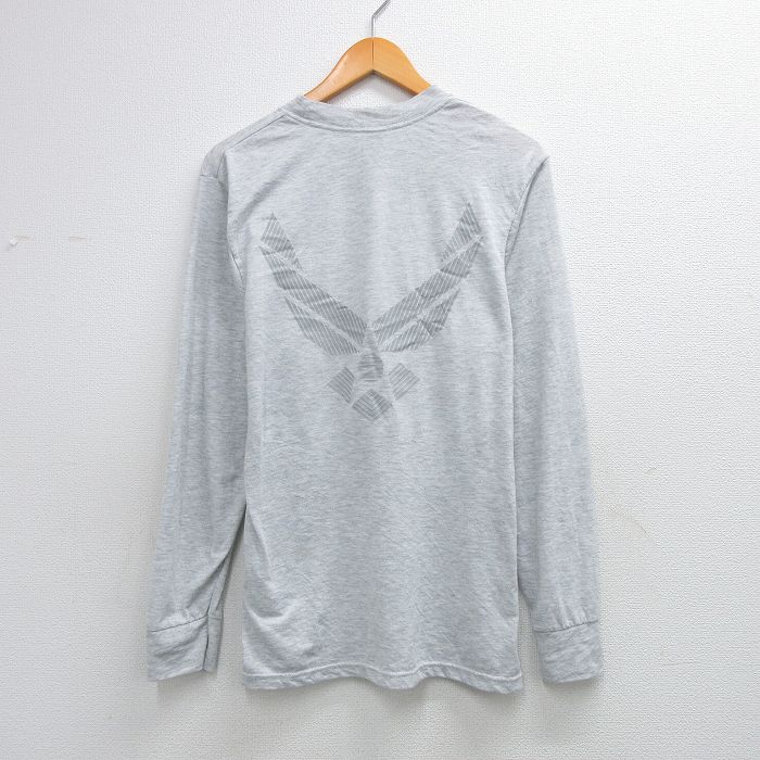 【中古】古着 90s USエアフォース ミリタリーTシャツ メンズ Lサイズ グレー 霜降り リフレクター USA製 長袖 クルーネック アメカジ ストリート カジュアル 26mar13
