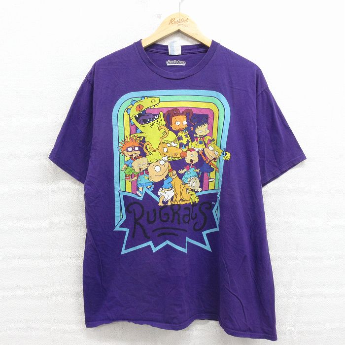 樂天商城 - 【中古】古着 半袖 Tシャツ メンズ アニメ ニコロデオン ラグラッツ コットン クルーネック 紫 26mar14