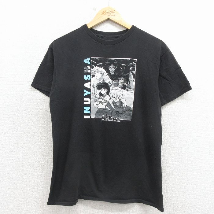 Other - 【中古】古着 半袖Tシャツ メンズ アニメ犬夜叉プリント クルーネック 黒 コットン ストリート アメカジ カジュアル きれいめ ヴィンテージ レトロ オールド【spe】 26mar14