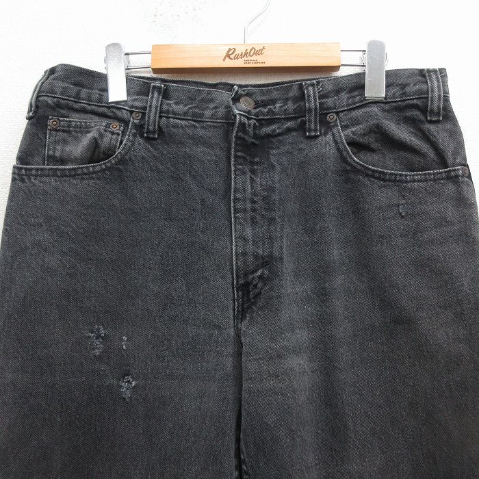 古着屋RushOutの【中古】古着 ギャップ デニムパンツ ジーンズ メンズ W32 黒 インディゴ ストレート アメカジ ストリート カジュアル デイリー ヴィンテージ きれいめ レトロ 26mar17｜アングル2
