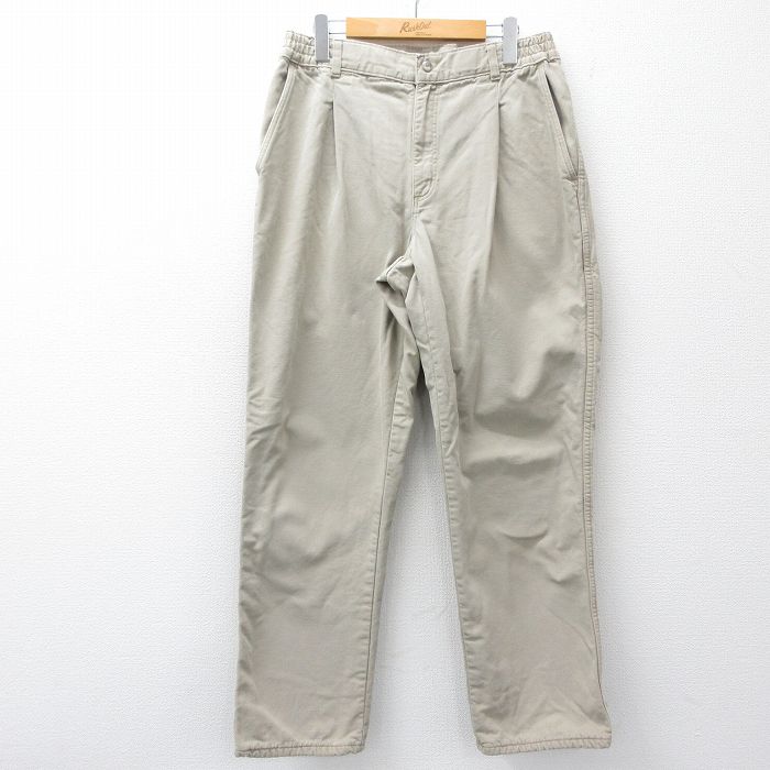 乐天商城 - 【中古】古着 エルエルビーン 90s パンツ メンズ 90年代 ベージュ コットン 内側フランネル アメカジ ストリート カジュアル きれいめ ヴィンテージ レトロ【spe】 26mar18 2OF