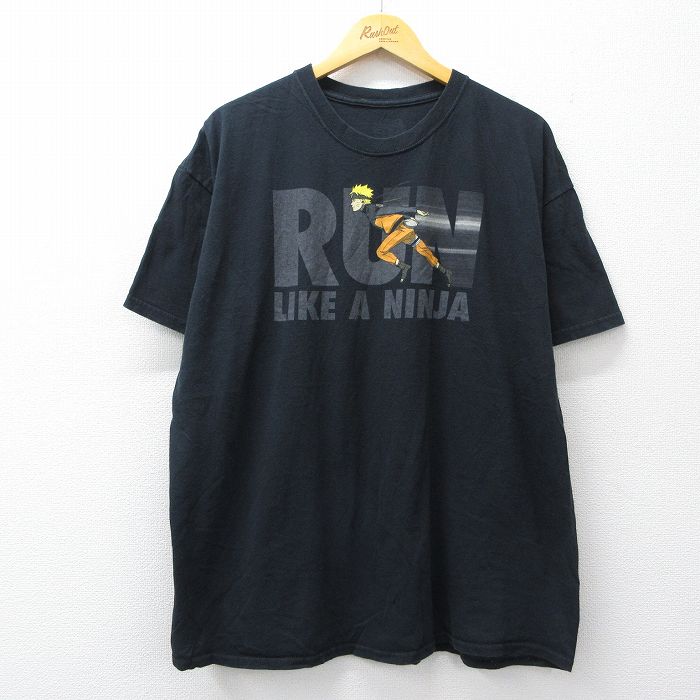 【中古】古着 半袖 Tシャツ メンズ アニメ ナルト疾風伝 うずまきナルト 大きいサイズ コットン  ...