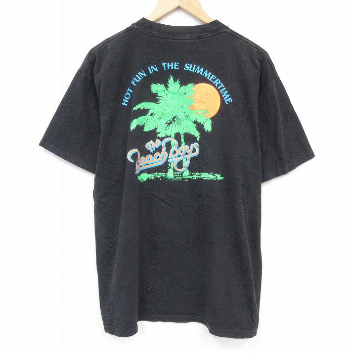 【中古】古着 オニータ ONEITA 半袖 ロック バンド ビンテージ Tシャツ メンズ 90年代 90s ビーチボーイズ コットン クルーネック USA製 黒【spe】 26mar19