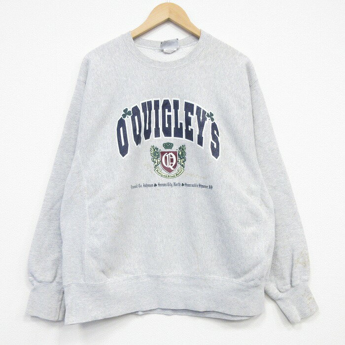 樂天商城 - 【中古】古着 リー Lee 90s 長袖スウェット メンズ USA製 薄グレー 霜降り OQUIGLEYS リバースタイプ クルーネック アメカジ ストリート カジュアル 26mar21