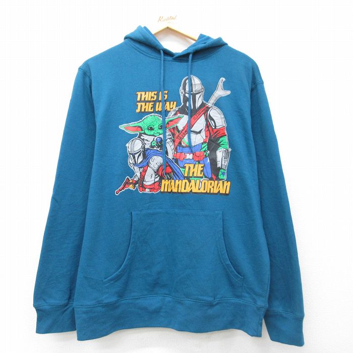 【中古】古着 スウェット パーカー メンズ スターウォーズ 青緑 トレーナー フーディー キャラクタープリント アメカジ ストリート カジュアル きれいめ ヴィンテージ 26mar26
