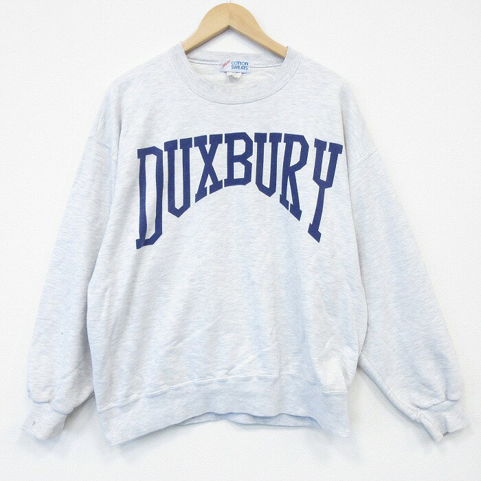 古着 90s ジャージーズ 長袖スウェット トレーナー メンズ 薄グレー 霜降り DUXBURY クルーネック 90年代 ヴィンテージ アメカジ ストリート カジュアル 26apr01 2OF