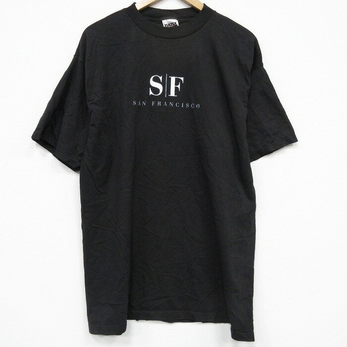 樂天商城 - 【中古】古着 TULTEX 半袖 ビンテージ Tシャツ メンズ 90年代 90s サンフランシスコ 大きいサイズ コットン クルーネック 黒 26apr01
