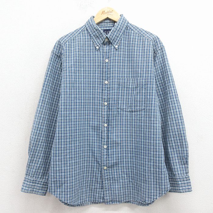 Rakuten - 【中古】古着 ギャップ 00s 長袖シャツ メンズ 紺 チェック柄 GAP ボタンダウン アメカジ ストリート カジュアル きれいめ ヴィンテージ レトロ オールド 26apr02
