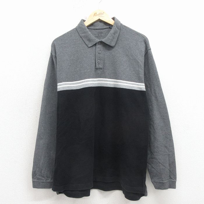 【中古】古着 ギャップ 長袖ポロシャツ メンズ グレー 霜降り GAP コットン 鹿の子 アメカジ ストリート カジュアル きれいめ ヴィンテージ レトロ オールド 26apr02