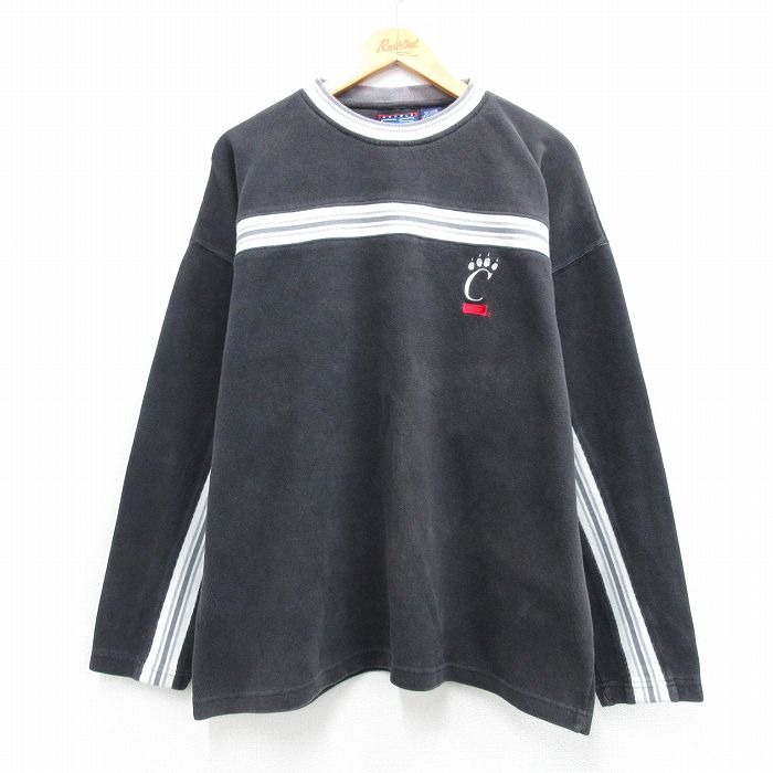 乐天商城 - 【中古】古着 長袖 ビンテージ Tシャツ メンズ 00年代 00s シンシナティベアキャッツ 大きいサイズ クルーネック 黒他 26apr02
