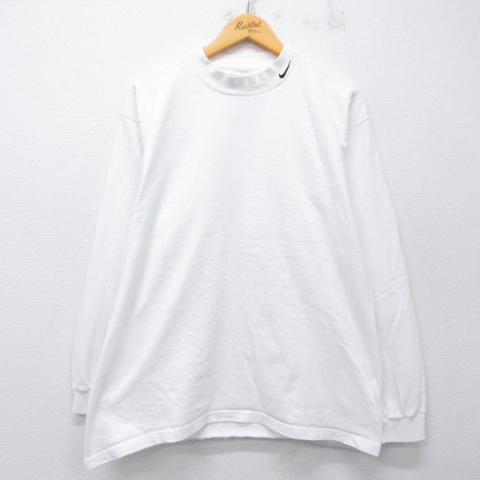 Rakuten - 【中古】古着 ナイキ 00s ビンテージ 長袖Tシャツ メンズ 白 NIKE ワンポイントロゴ コットン モックネック ハイネック アメカジ ストリート カジュアル 26apr02