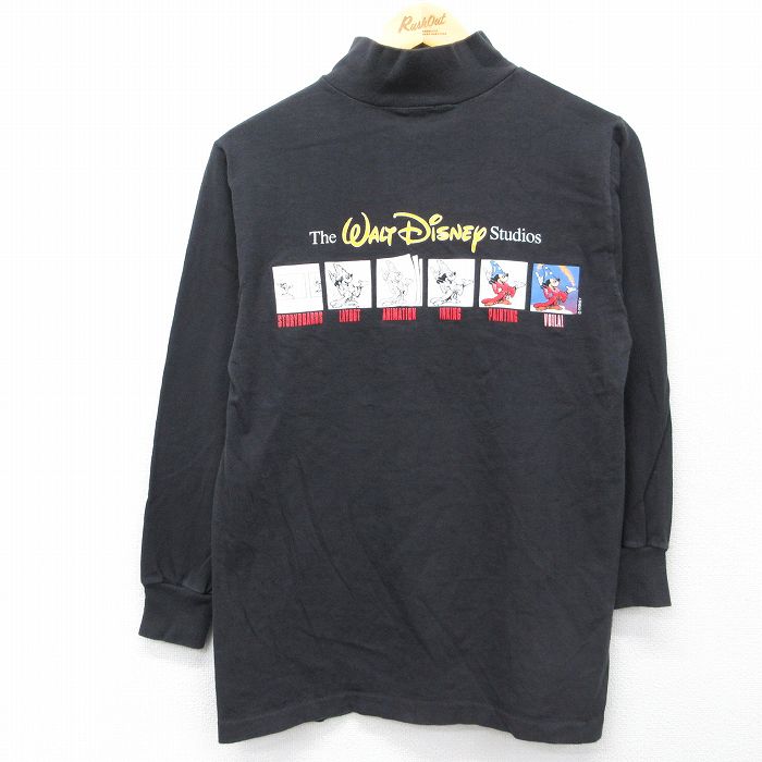 樂天商城 - 【中古】古着 長袖 ビンテージ Tシャツ メンズ 90年代 90s ディズニー ファンタジア ミッキー コットン モックネック ハイネック USA製 黒【spe】 26apr02