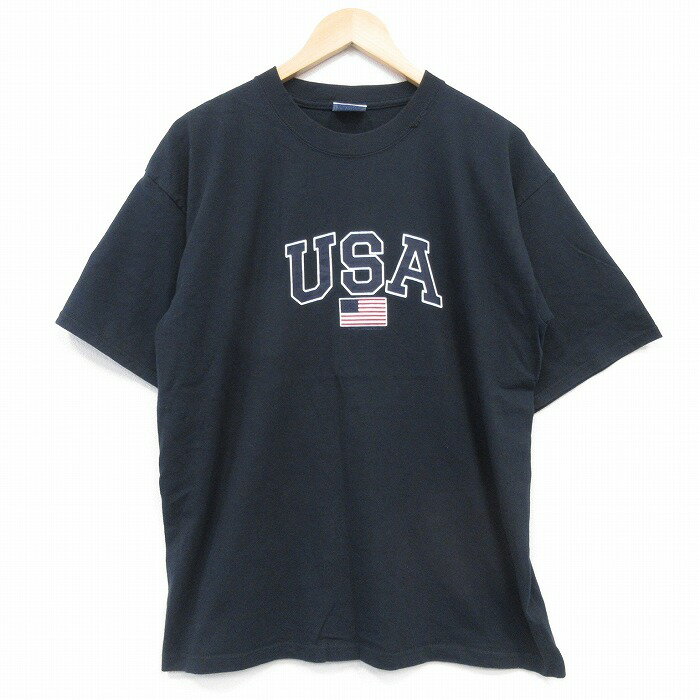 Rakuten - 【中古】古着 All Sport 半袖Tシャツ メンズ 00s 00年代 ヴィンテージ 黒 星条旗 USA製 コットン クルーネック アメカジ ストリート カジュアル 26apr02