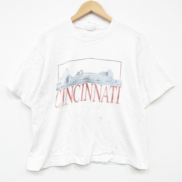 樂天商城 - 【中古】古着 半袖 ビンテージ Tシャツ メンズ 80年代 80s シンシナティ クルーネック 白 26apr02