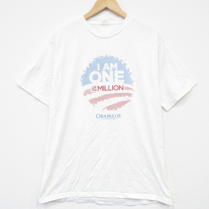 乐天商城 - 【中古】古着 半袖 ビンテージ Tシャツ メンズ 00年代 00s バラクオバマ大統領 クルーネック 白 26apr02
