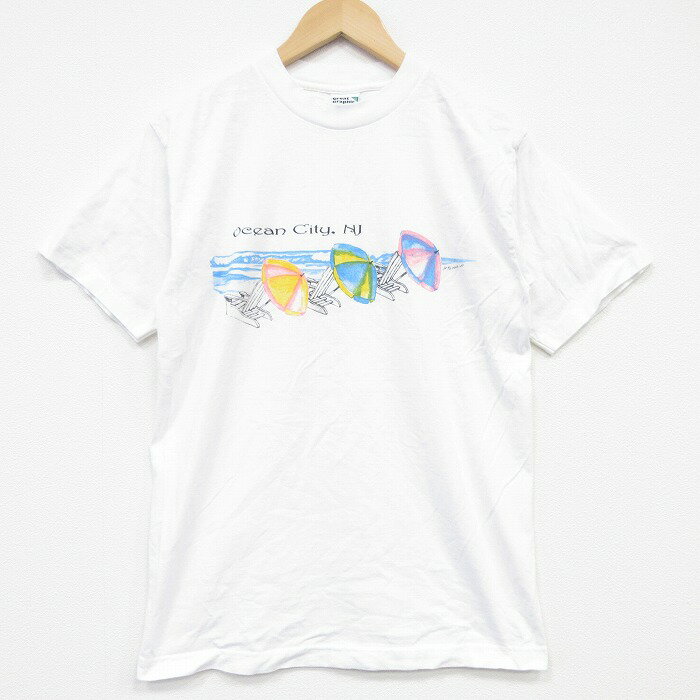 樂天商城 - 【中古】古着 半袖 ビンテージ Tシャツ メンズ 90年代 90s オーシャンシティ コットン クルーネック USA製 白 26apr02